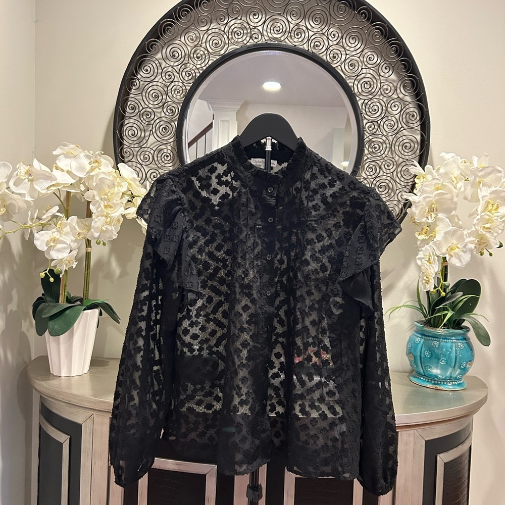 Ophelia & Co. Black Sheer Lace Blouse